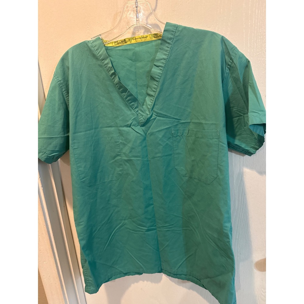 Fashion Seal Medical Scrub Set Teal Green V-Neck Top Drawstring Pants 2 pc small